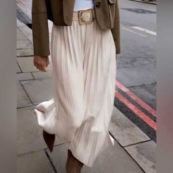 Zara Dresses & Skirts - Zara Suede Pleated Skirt with Belt